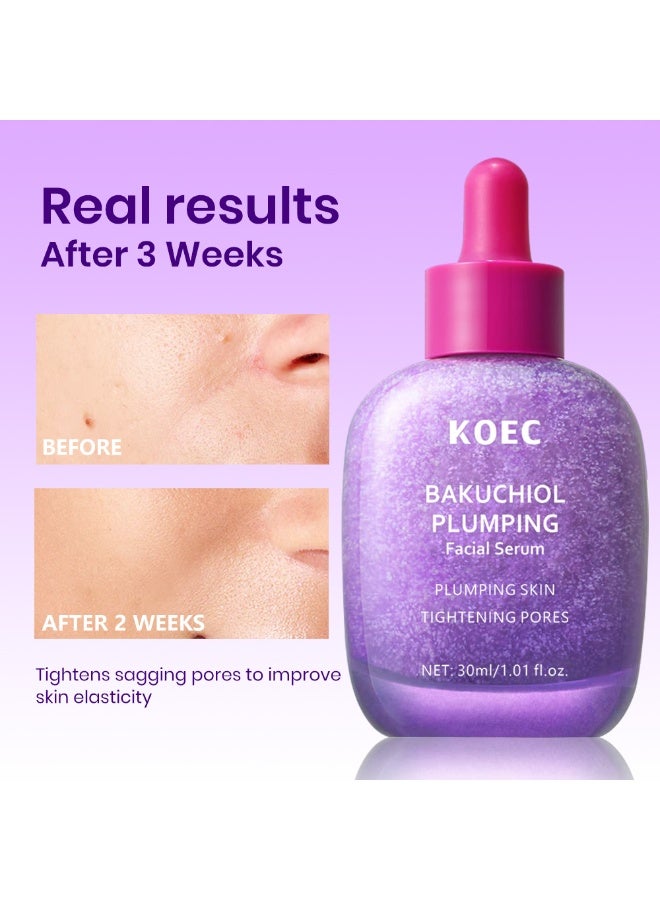 KOEC Bakuchiol Plumping Face Serum - Retinol Natural Alternative for Sensitive Skin, with Niacinamide & Hyaluronic Acid, Pore & Wrinkle Korean Skin Care (1.01oz / 30ml) - Image 4